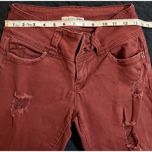 YMI Jeans Mid Rise Size 7 Skinny 3 Button Distressed Women's Juniors - Picture 2 of 7